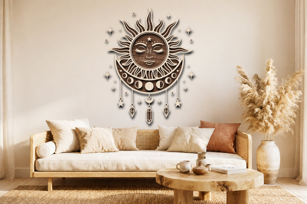 Boho Sun Moon Laser Cut SVG