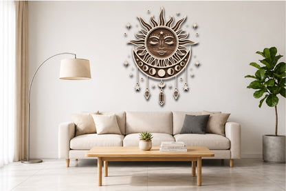 Boho Sun Moon Laser Cut SVG