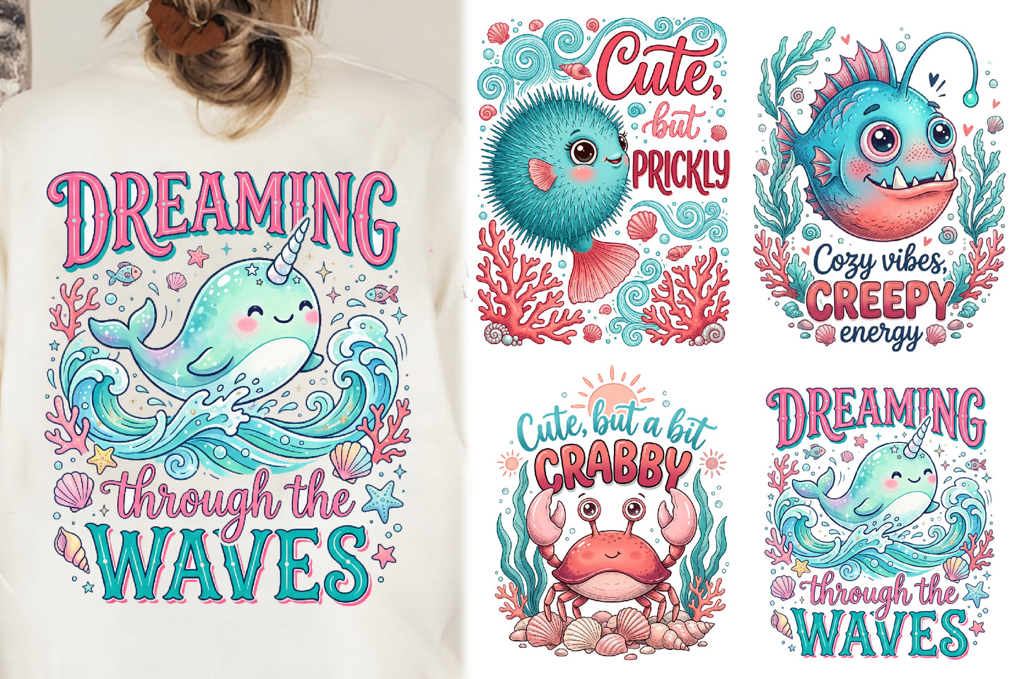 Boho Sea Creatures Sublimation PNG