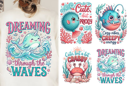 Boho Sea Creatures Sublimation PNG