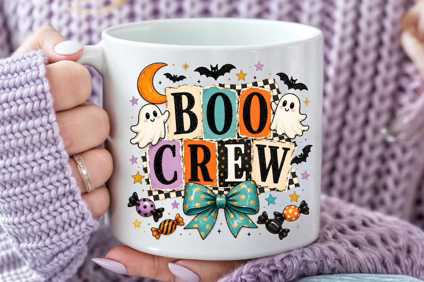 Boo Crew Halloween PNG Cute Ghost Retro Spooky Sublimation Design