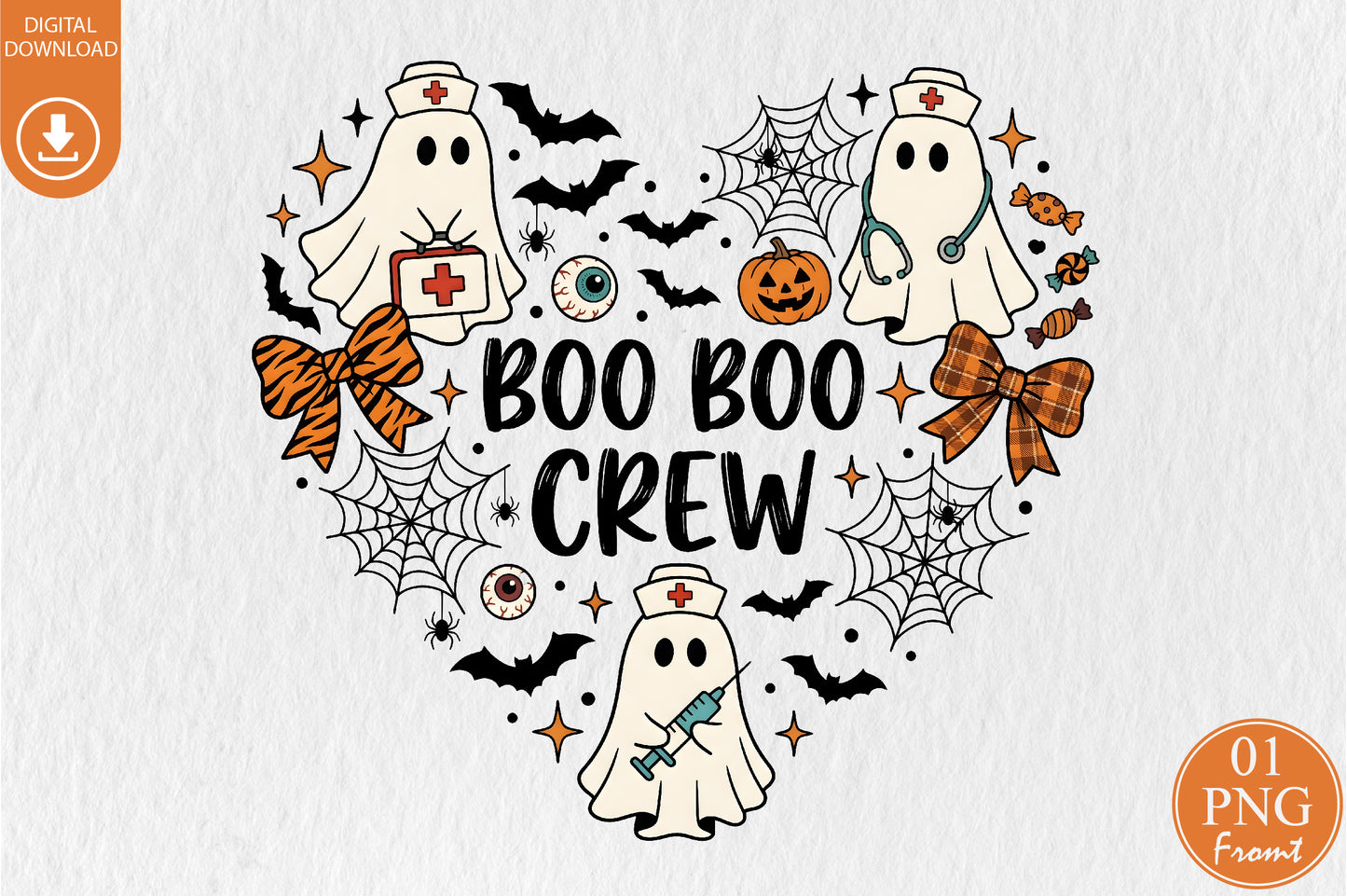 Boo Boo Crew Nurse Ghost Halloween Sublimation PNG Design