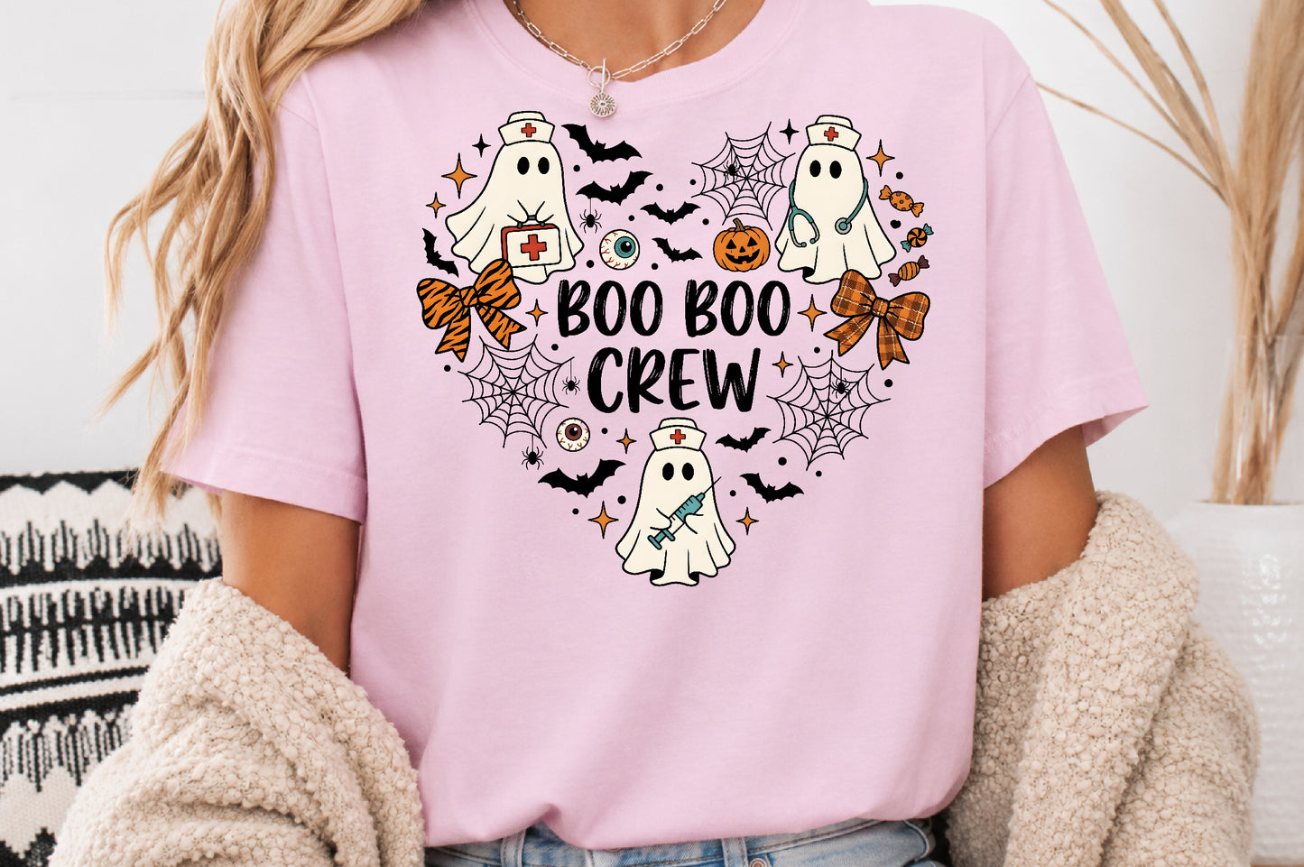 Boo Boo Crew Nurse Ghost Halloween Sublimation PNG Design