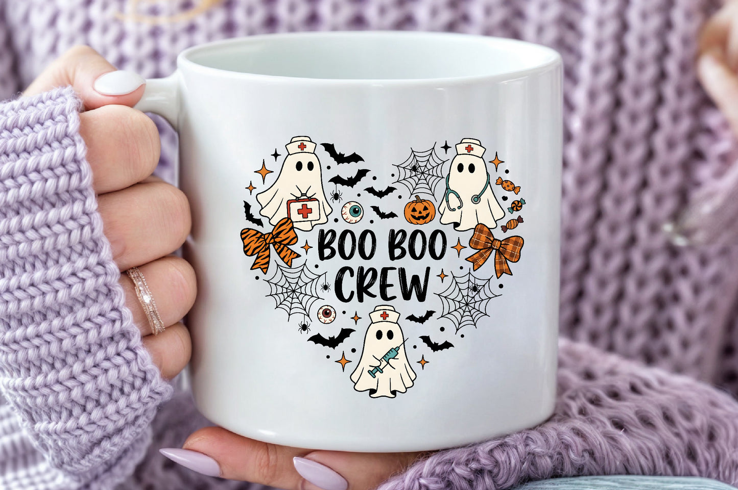Boo Boo Crew Nurse Ghost Halloween Sublimation PNG Design