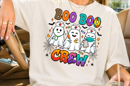 Boo Boo Crew Nurse Ghost Trio Halloween Sublimation PNG Design