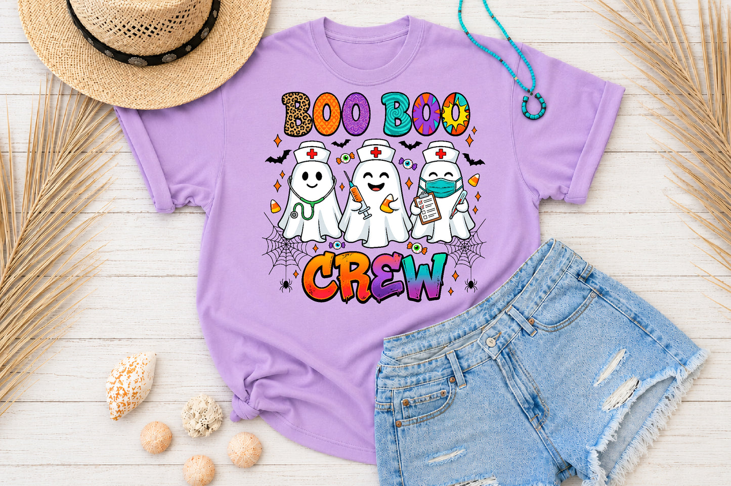 Boo Boo Crew Nurse Ghost Trio Halloween Sublimation PNG Design