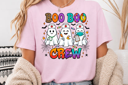 Boo Boo Crew Nurse Ghost Trio Halloween Sublimation PNG Design