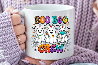 Boo Boo Crew Nurse Ghost Trio Halloween Sublimation PNG Design