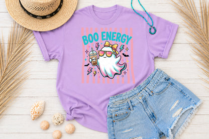 Boo Energy Cute Ghost PNG Retro Halloween Iced Coffee Sublimation Design
