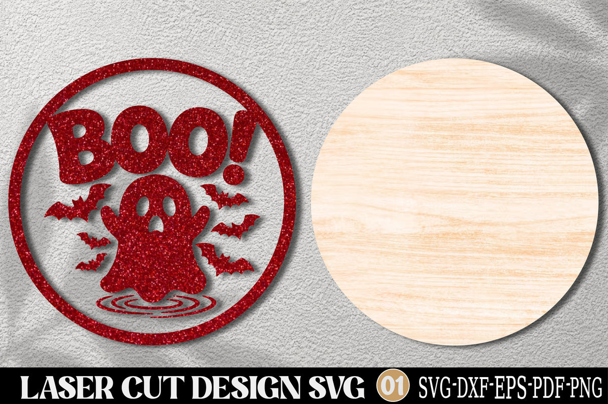 Boo Ghost Halloween Laser Cut SVG | Halloween Ornament SVG