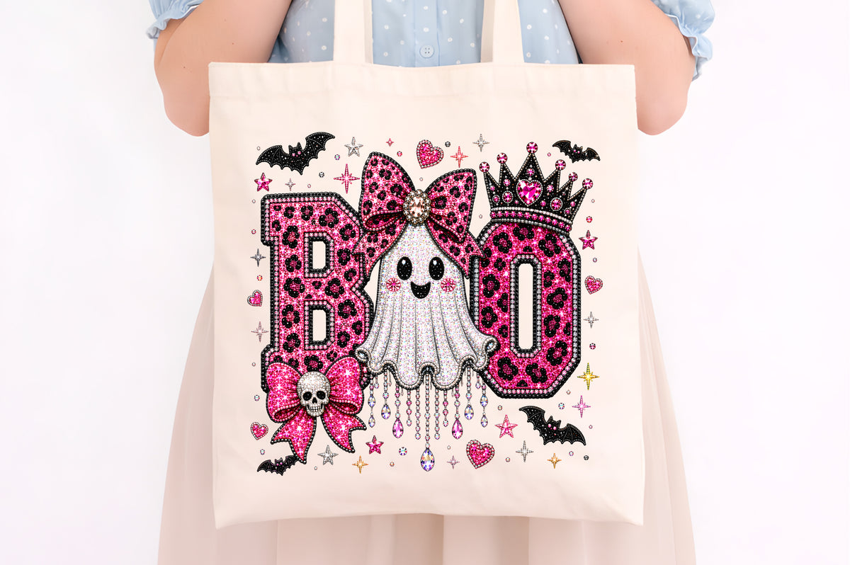 Boo Ghost Leopard Rhinestone PNG
