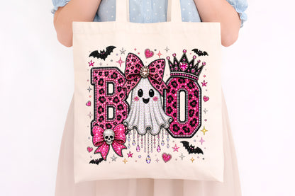 Boo Ghost Leopard Rhinestone PNG