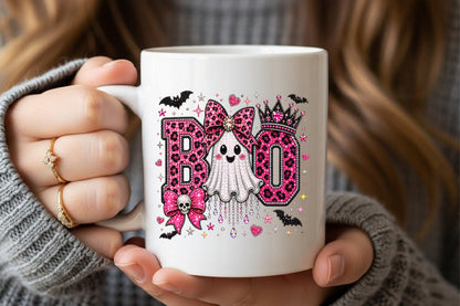 Boo Ghost Leopard Rhinestone PNG