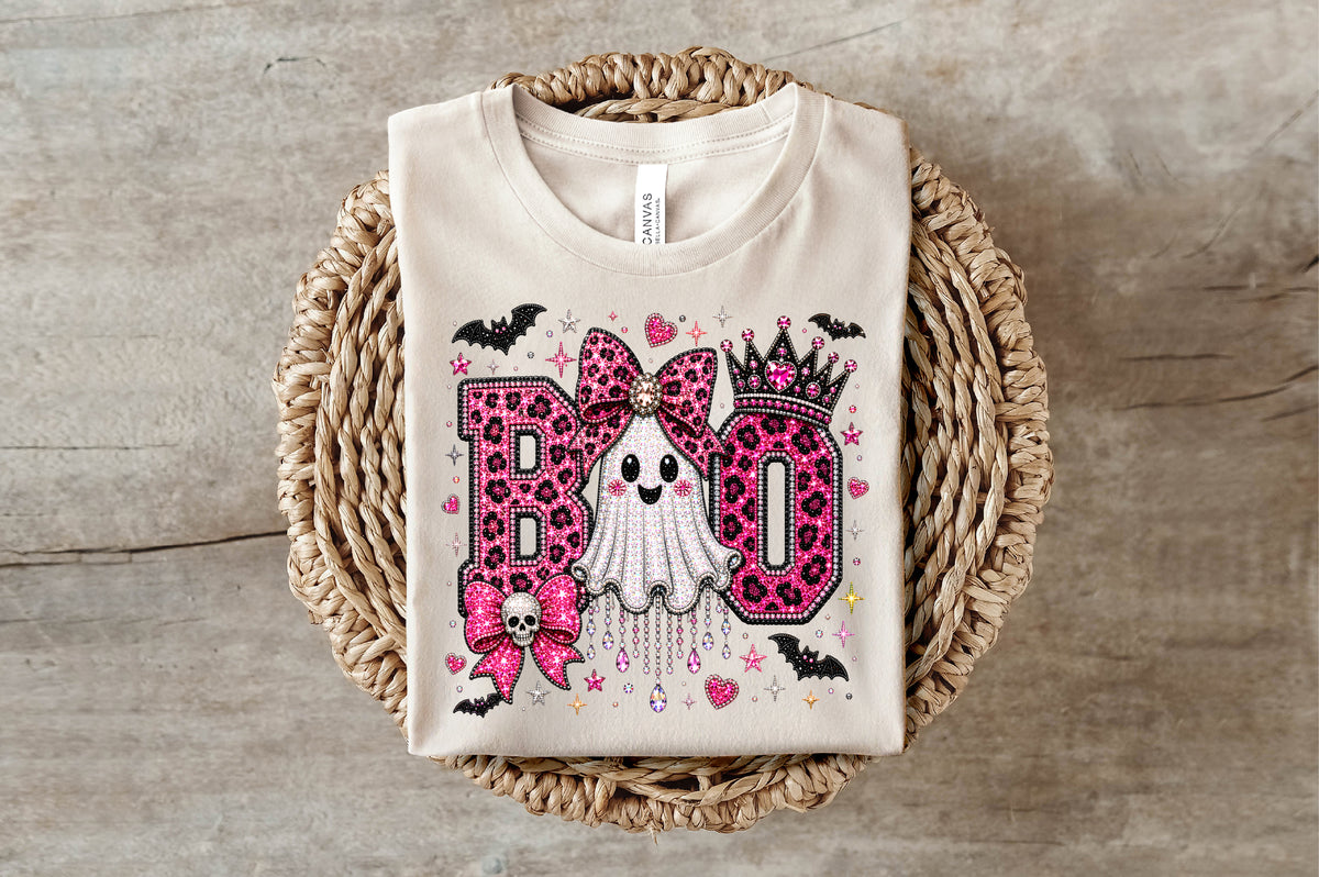 Boo Ghost Leopard Rhinestone PNG