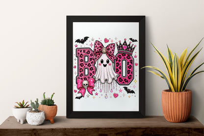 Boo Ghost Leopard Rhinestone PNG
