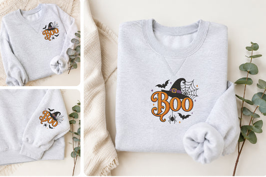 Boo Halloween Embroidery Design – Cute Spooky Halloween Machine Embroidery Pattern, Festive Ghost & Fall Embroidery Design