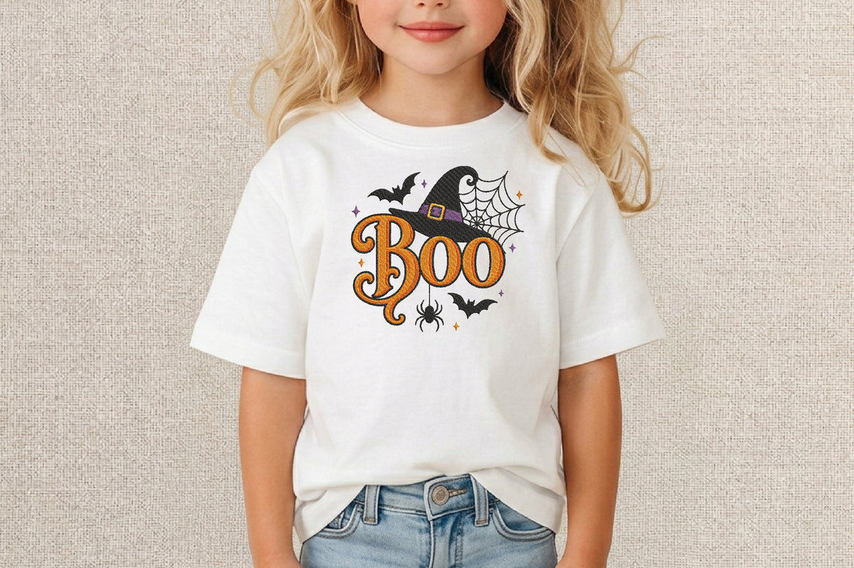 Boo Halloween Embroidery Design – Cute Spooky Halloween Machine Embroidery Pattern, Festive Ghost & Fall Embroidery Design