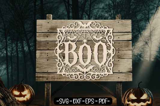 BOO Halloween Sign Laser Cut SVG Design
