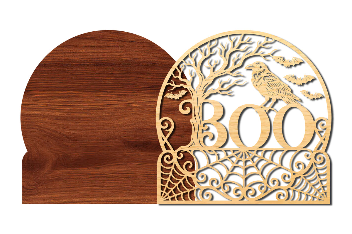 BOO Raven Halloween Door Sign
