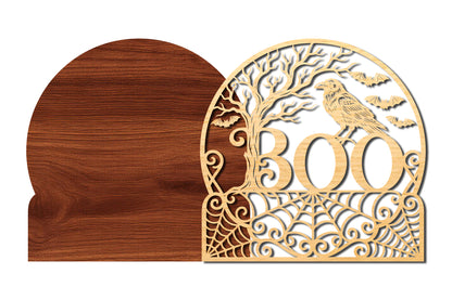 BOO Raven Halloween Door Sign