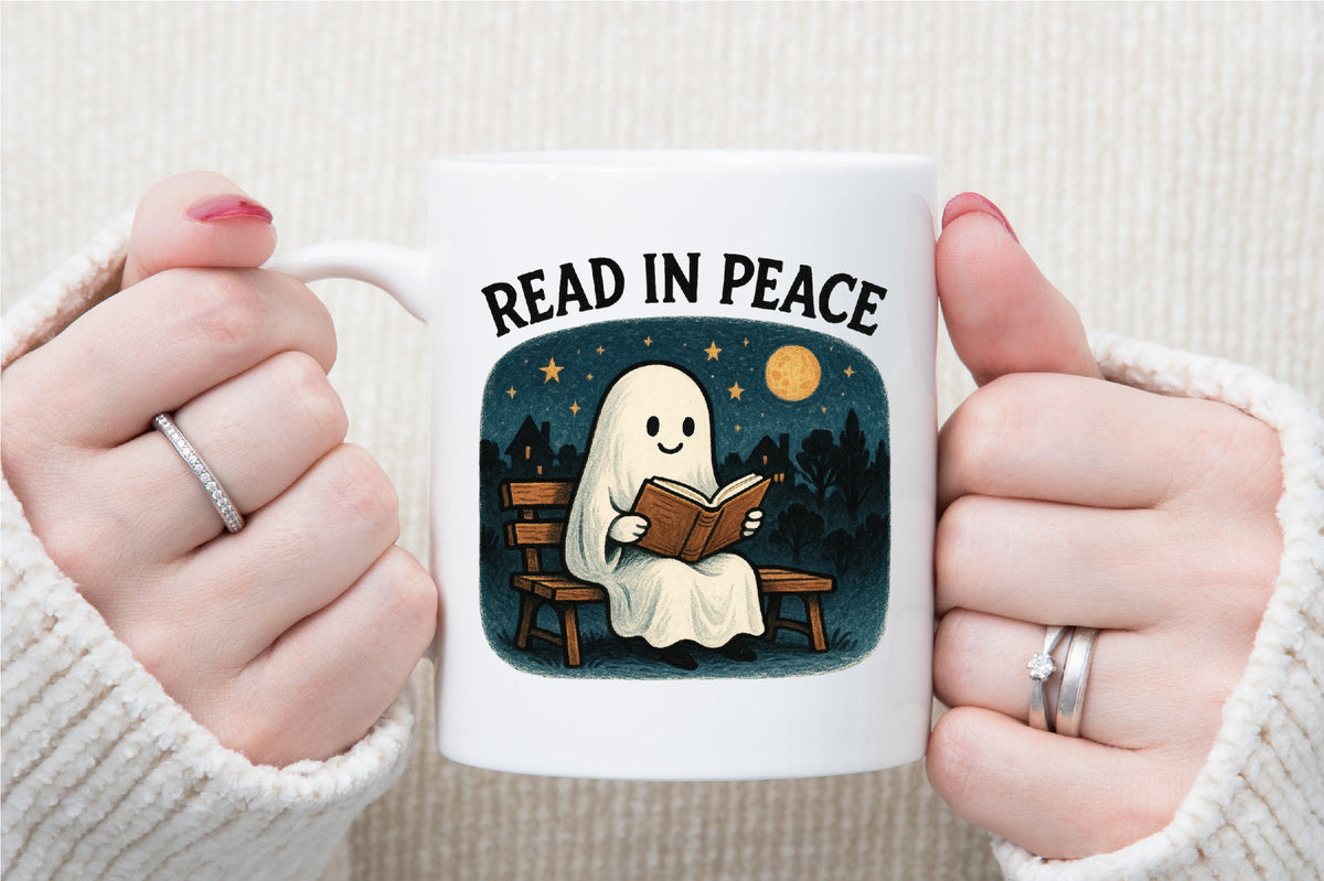 Read In Peace Ghost Halloween PNG Retro Book Lover Design