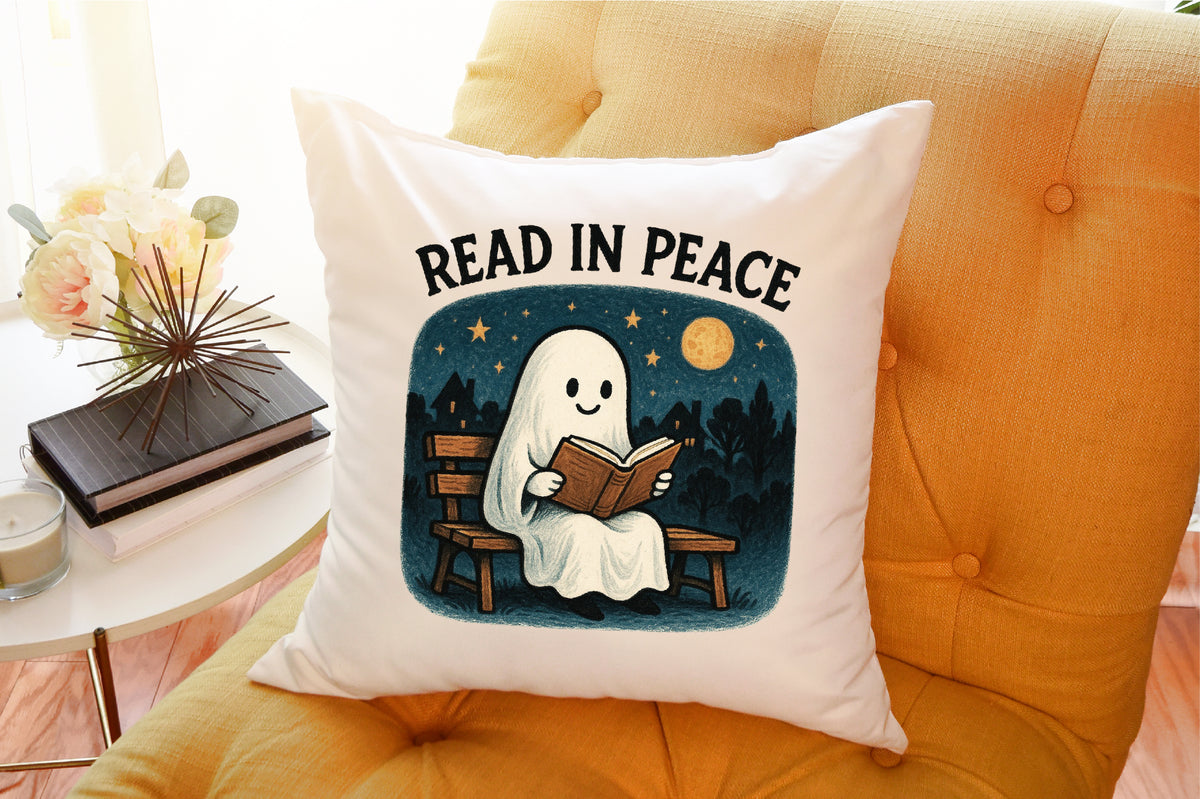Read In Peace Ghost Halloween PNG Retro Book Lover Design