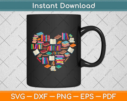 Book Lover Heart Svg Digital Cutting File