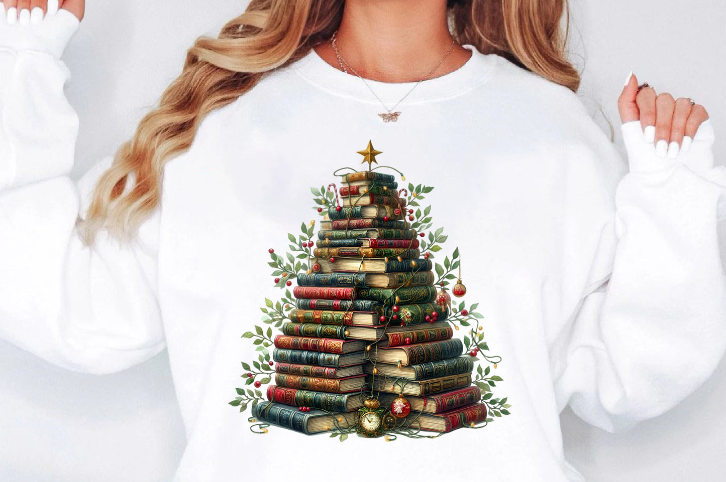 Bookish Christmas Book Tree PNG Christmas Books Sublimation Design