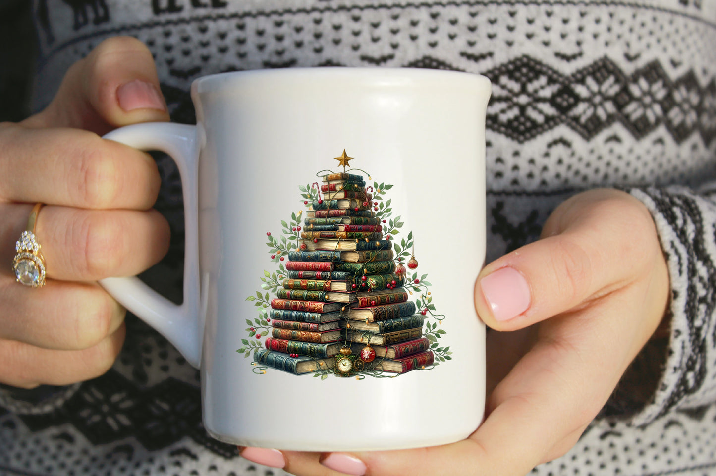 Bookish Christmas Book Tree PNG Christmas Books Sublimation Design
