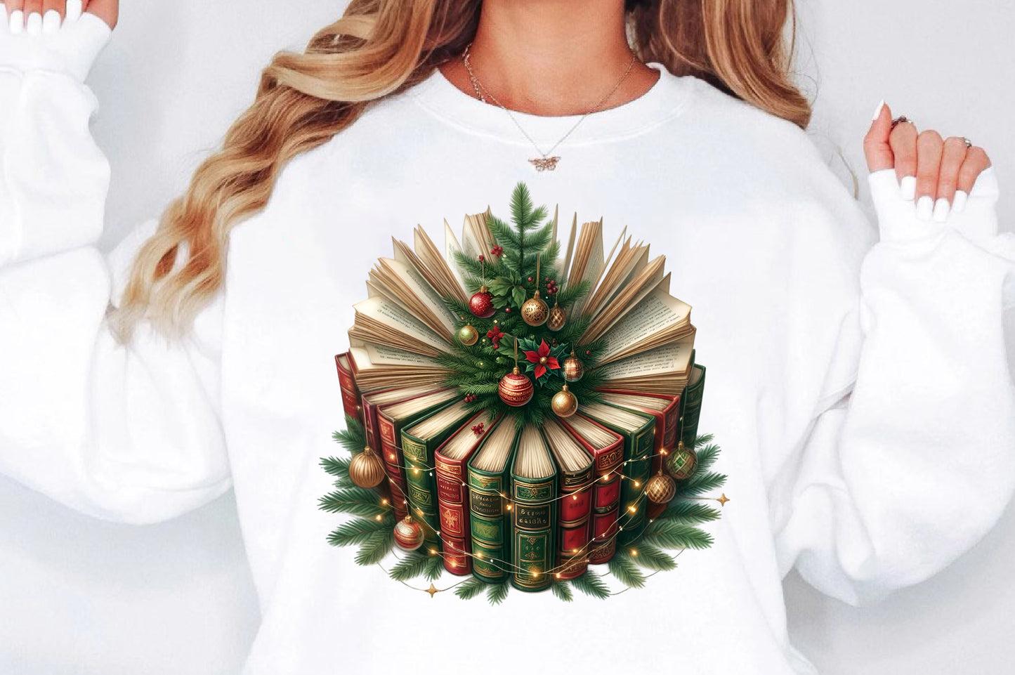 Bookish Christmas Tree PNG Christmas Books Sublimation Design