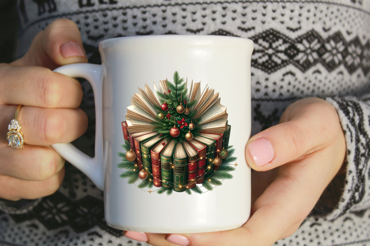 Bookish Christmas Tree PNG Christmas Books Sublimation Design