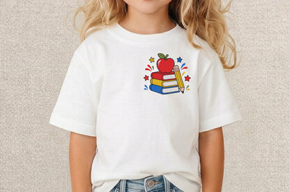Books Apple Pencil Embroidery Design – Cute Book & Apple Pencil Machine Embroidery Pattern, Reading and Teacher Embroidery Design