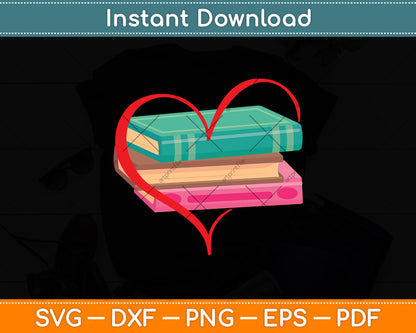 Books Heart Librarian Svg Digital Cutting File