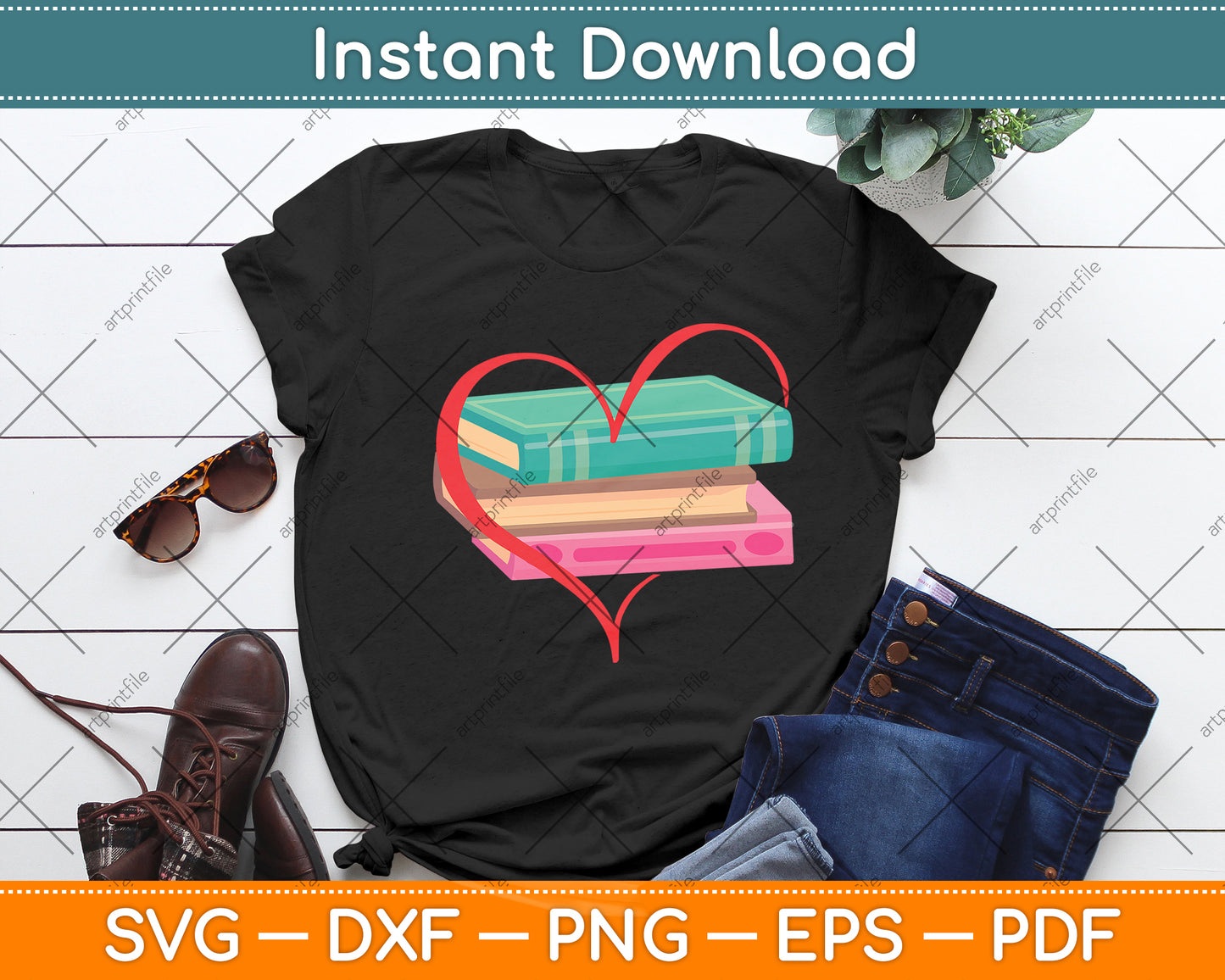 Books Heart Librarian Svg Digital Cutting File