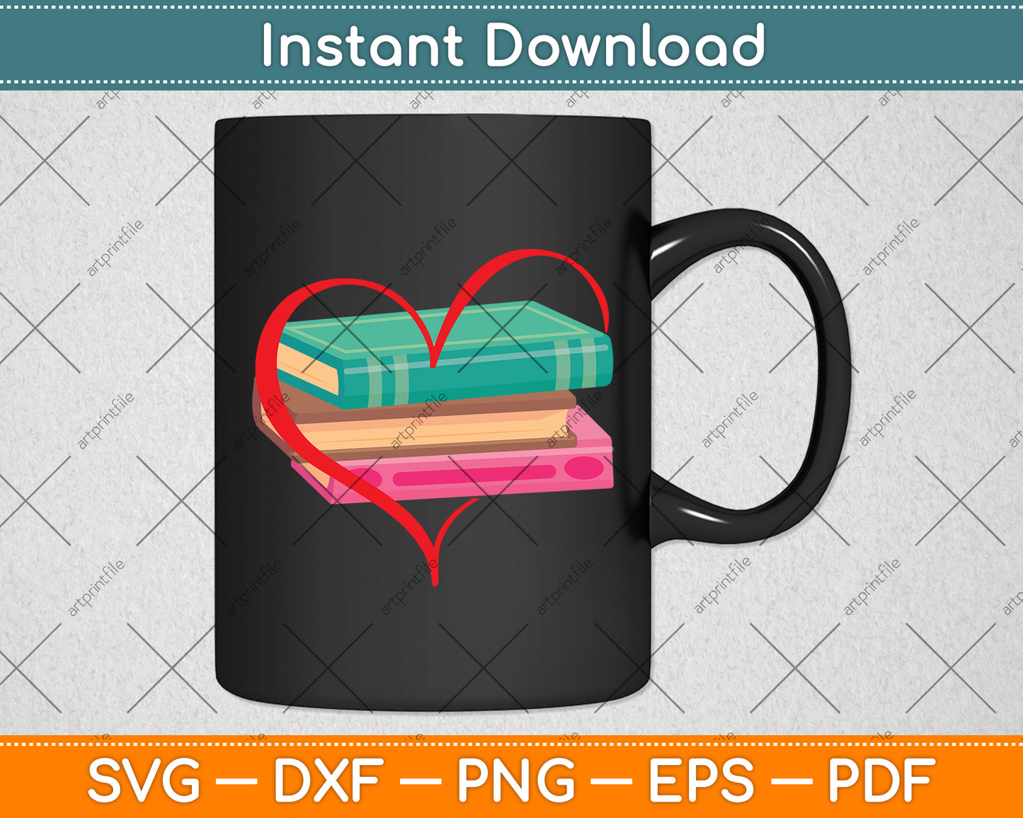 Books Heart Librarian Svg Digital Cutting File