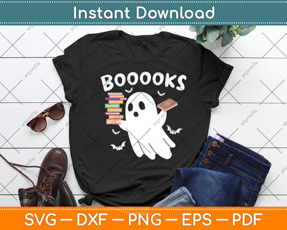 Books Librarian Halloween Funny Ghost Reading Book Svg Digital Cutting File