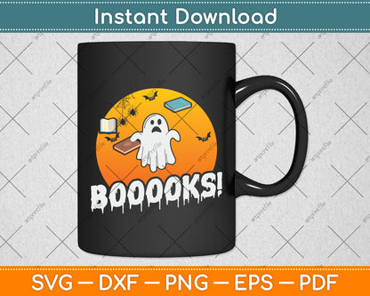 Booooks Ghost Reading Books Halloween Svg Digital Cutting File