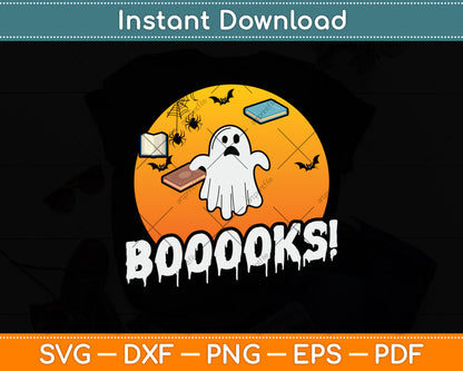 Booooks Ghost Reading Books Halloween Svg Digital Cutting File