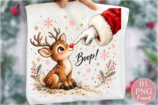 Boop Cute Reindeer PNG Santa Hand Christmas Sublimation Design