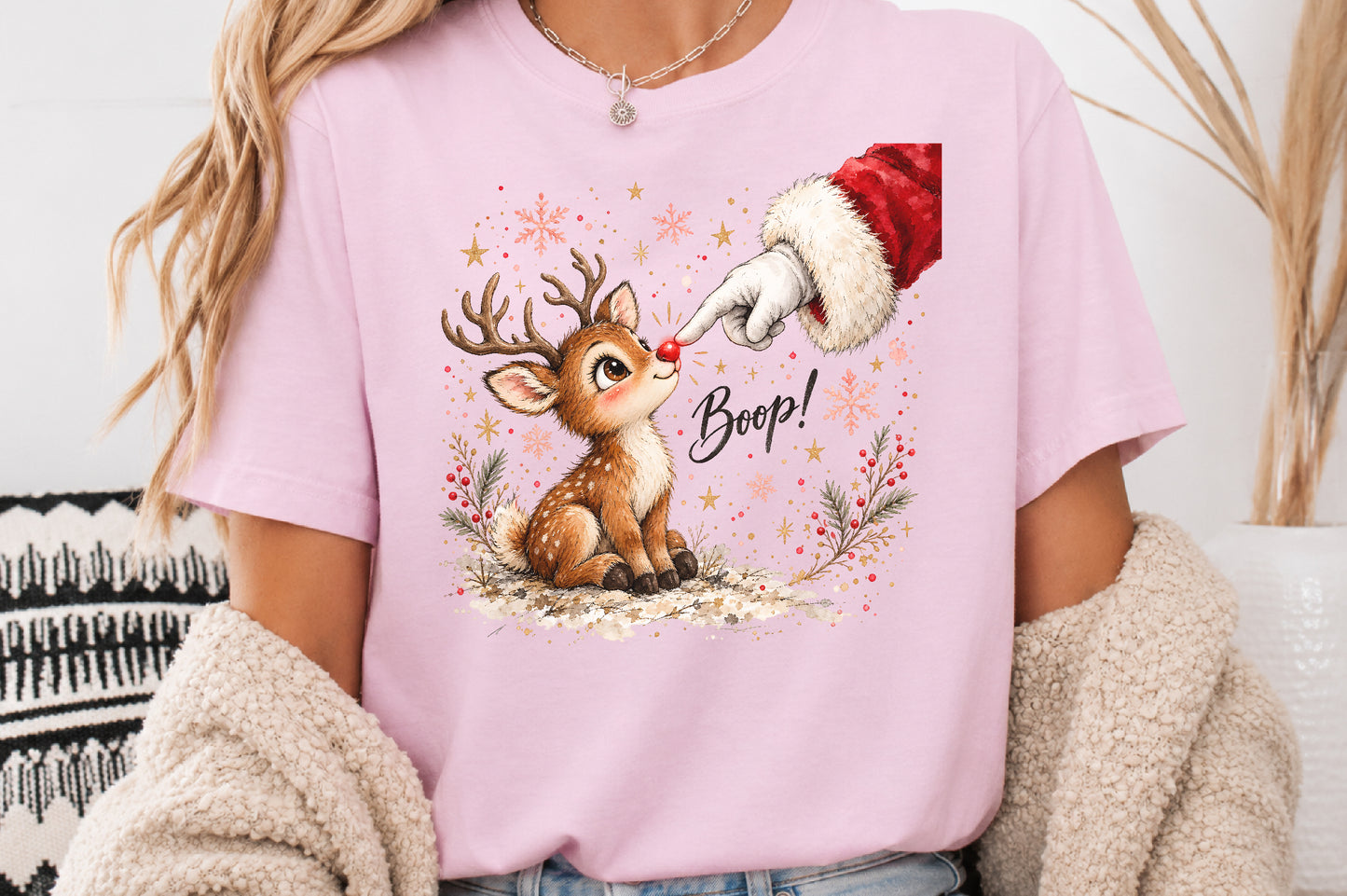 Boop Cute Reindeer PNG Santa Hand Christmas Sublimation Design