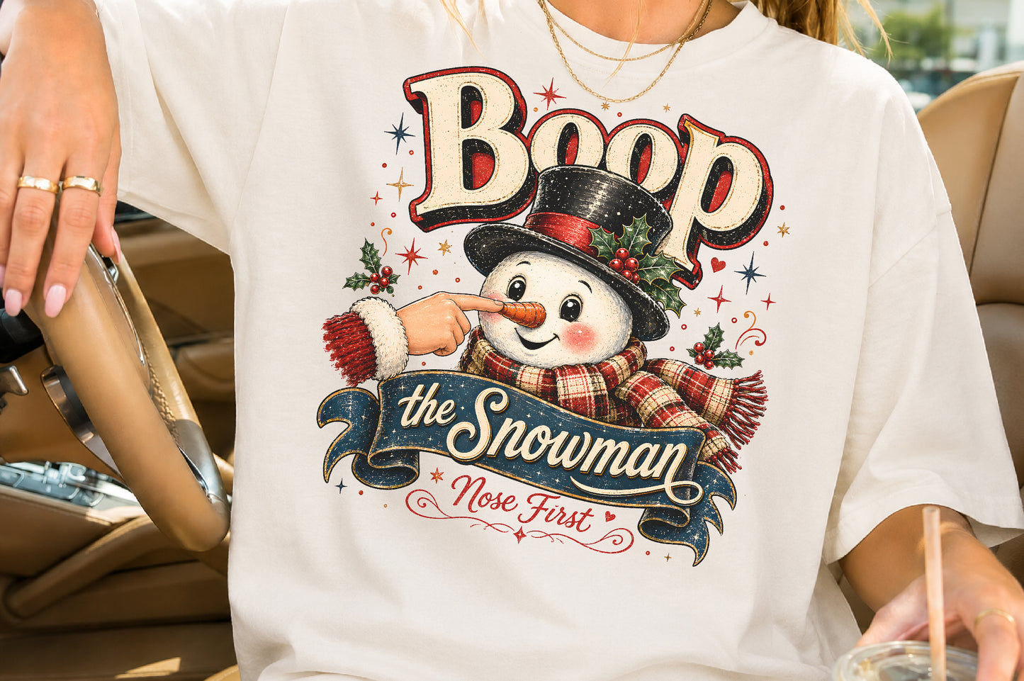Boop The Nose Snowman Christmas PNG Cute Winter