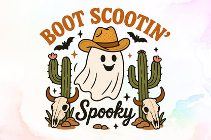 Boot Scootin Spooky Western Ghost Halloween PNG Cute Cowgirl Design