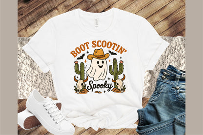 Boot Scootin Spooky Western Ghost Halloween PNG Cute Cowgirl Design