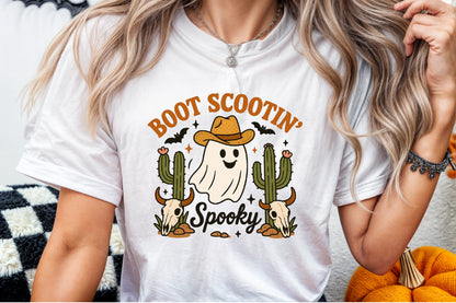 Boot Scootin Spooky Western Ghost Halloween PNG Cute Cowgirl Design