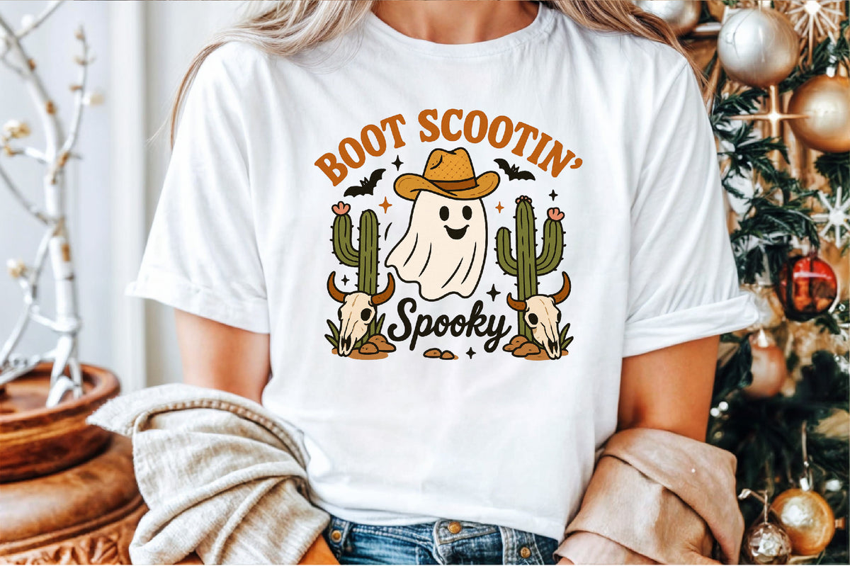 Boot Scootin Spooky Western Ghost Halloween PNG Cute Cowgirl Design