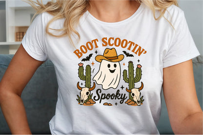 Boot Scootin Spooky Western Ghost Halloween PNG Cute Cowgirl Design