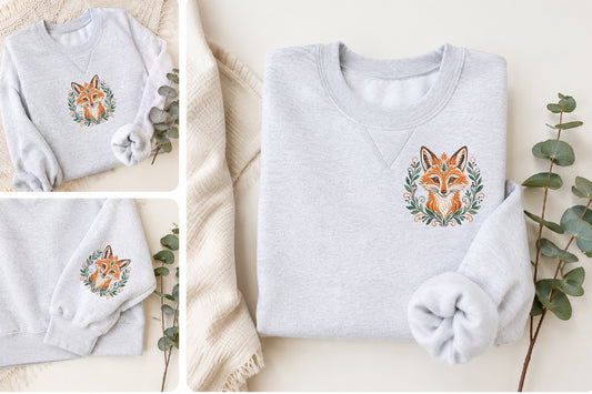 Botanical Fox Embroidery Design