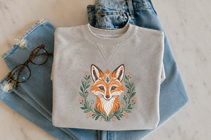 Botanical Fox Embroidery Design