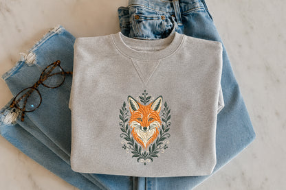 Botanical Fox Embroidery Design