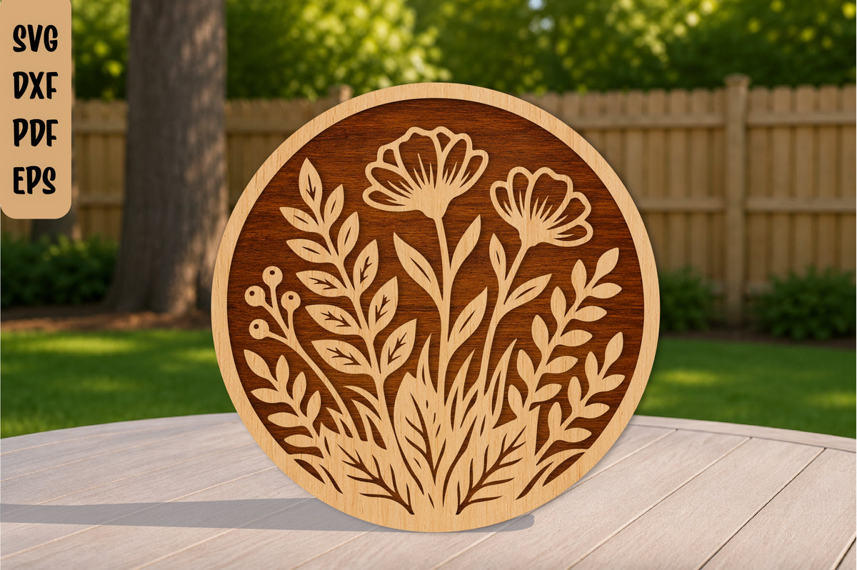 Botanical Floral Laser Cut SVG